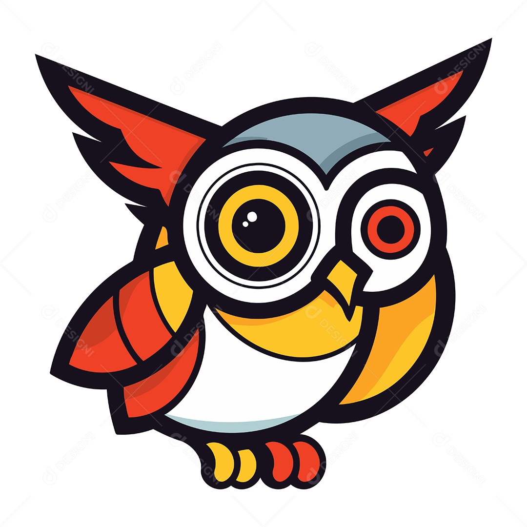 Coruja de Desenho Animado Fofa Ilustração Vetor EPS