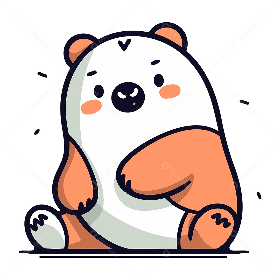 Urso Polar Fofo de Desenho Animado Ilustração Vetor EPS
