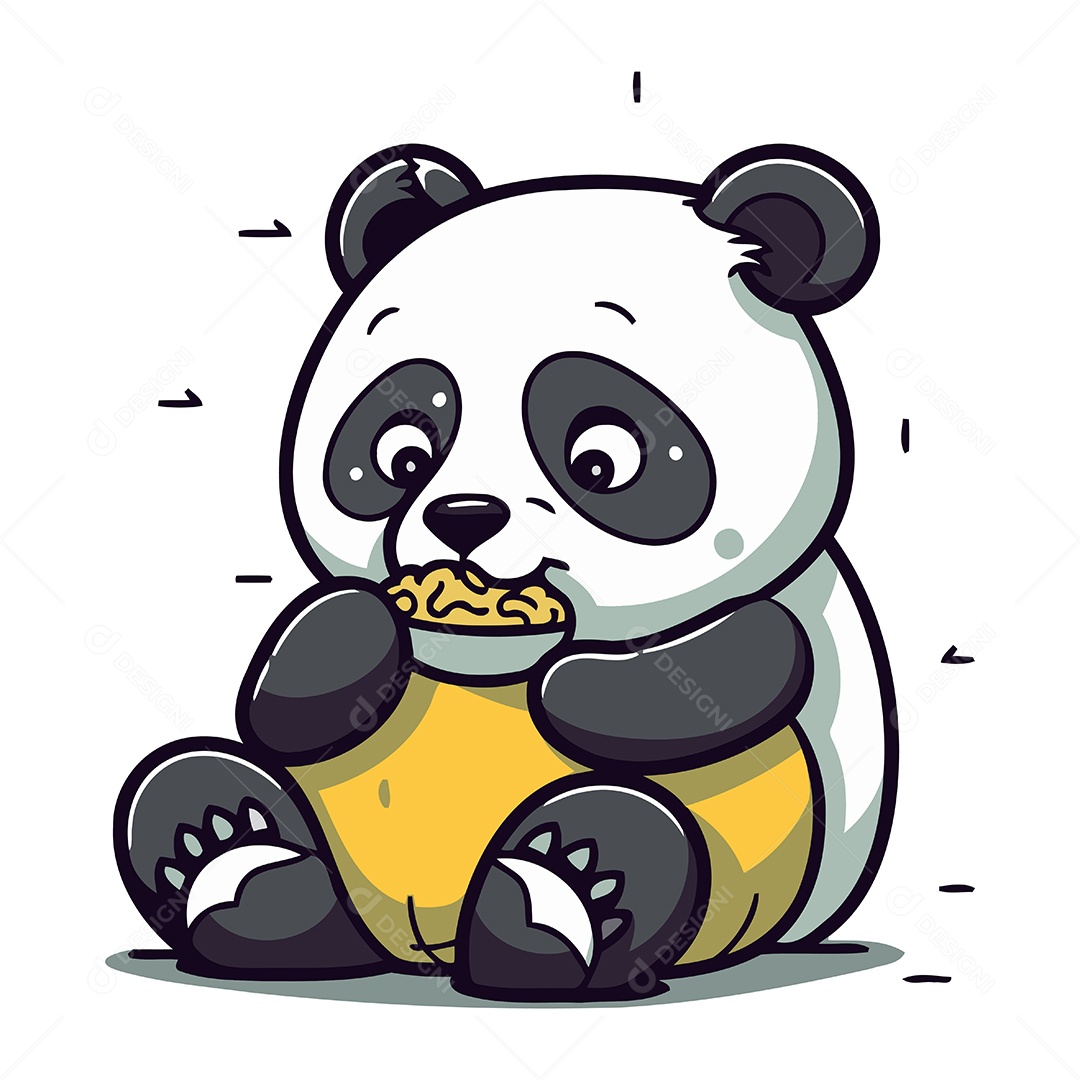 Panda Fofo de Desenho Animado Ilustração Vetor EPS