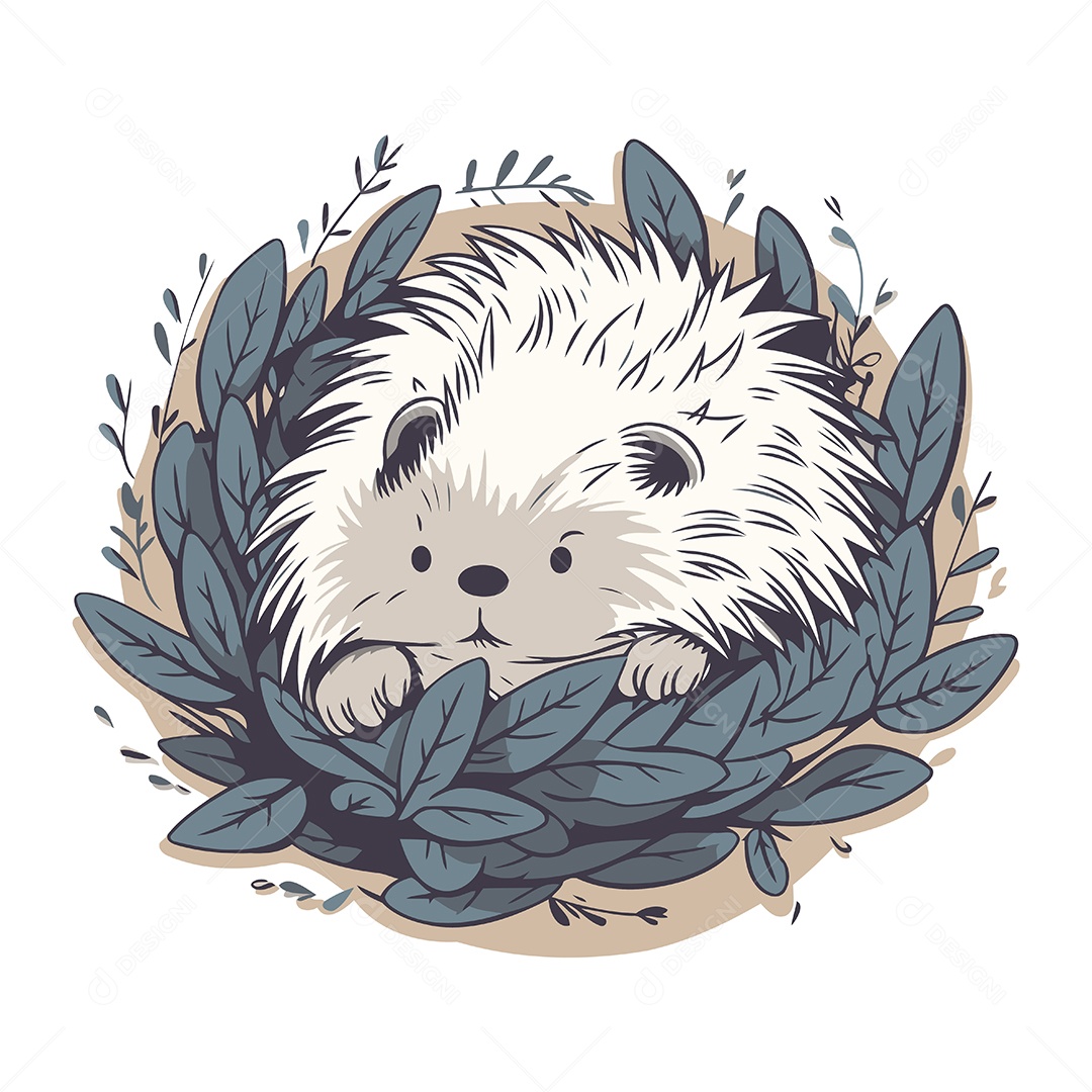 Ouriço Fofo de Desenho Animado Ilustração Vetor EPS