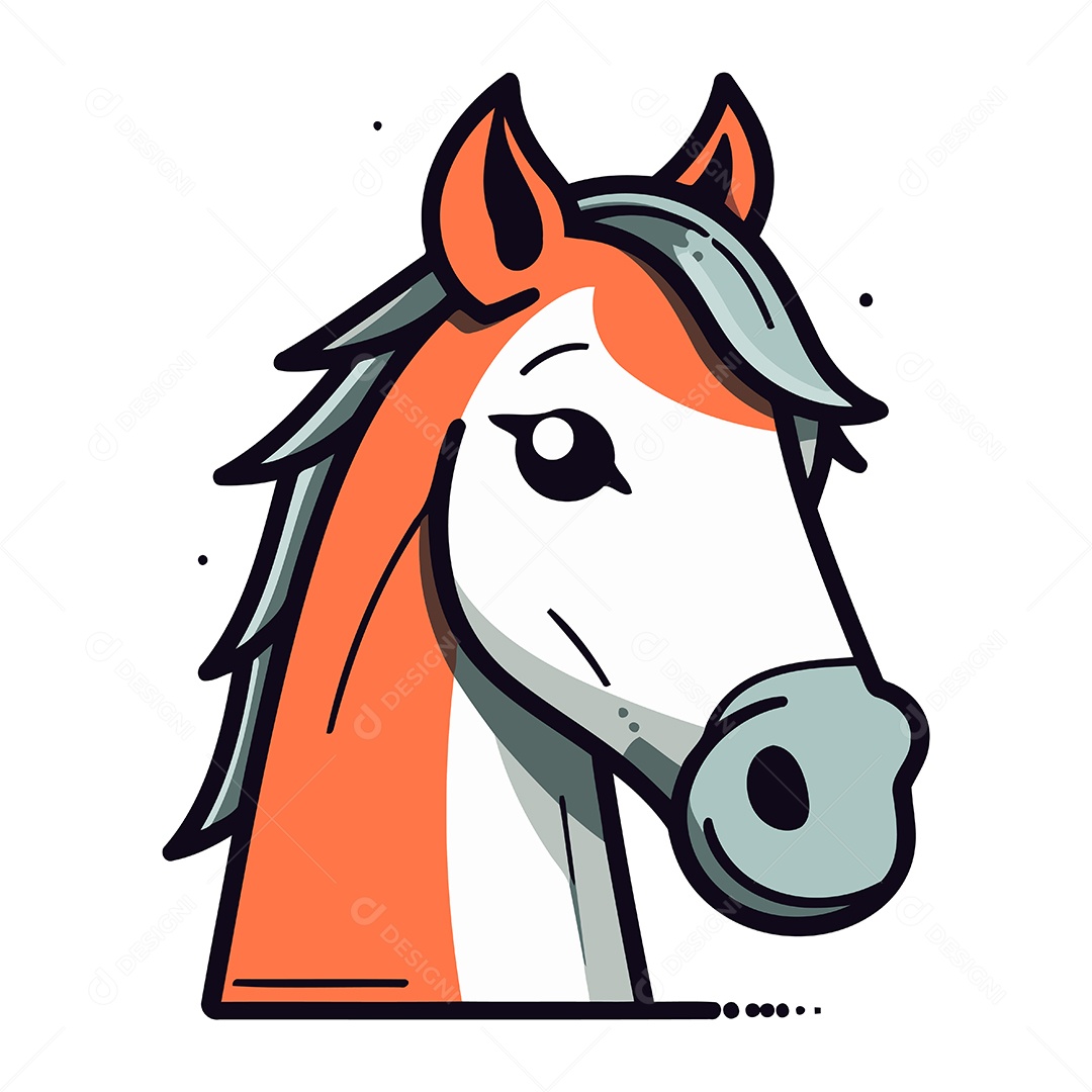 Cabeça de Cavalo Desenho Animado Ilustração Vetor EPS