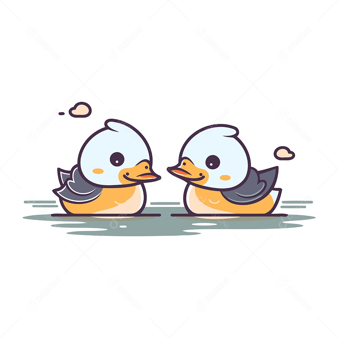 Lindo Casal de Patos Ilustração Vetor EPS