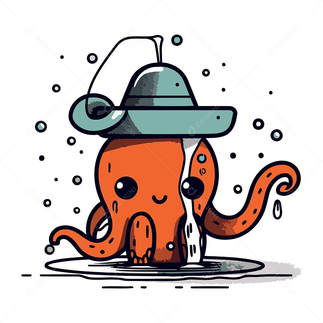 Polvo de Chapéu Desenho Animado Ilustração Vetor EPS