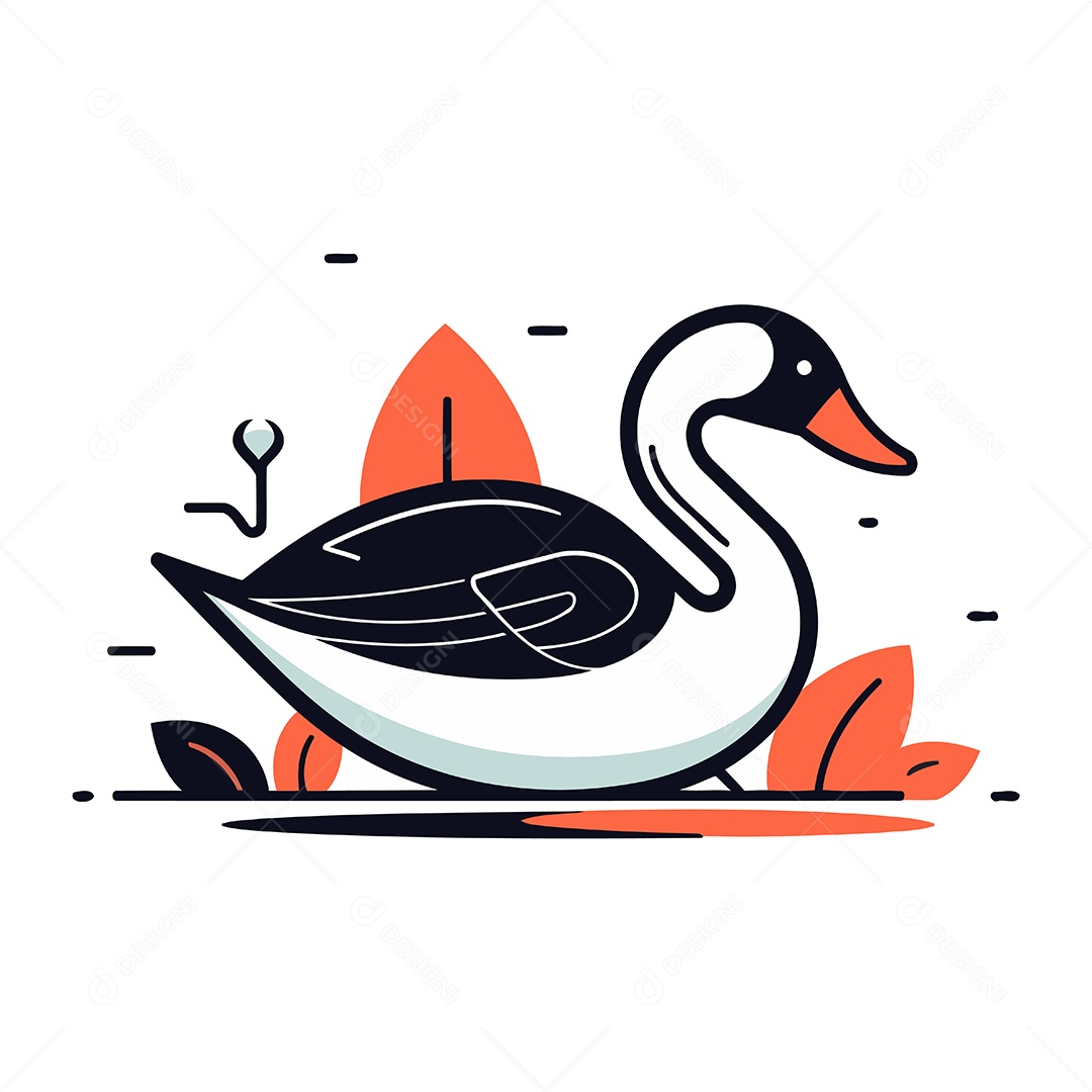 Cisne de Desenho Animado Ilustração Vetor EPS