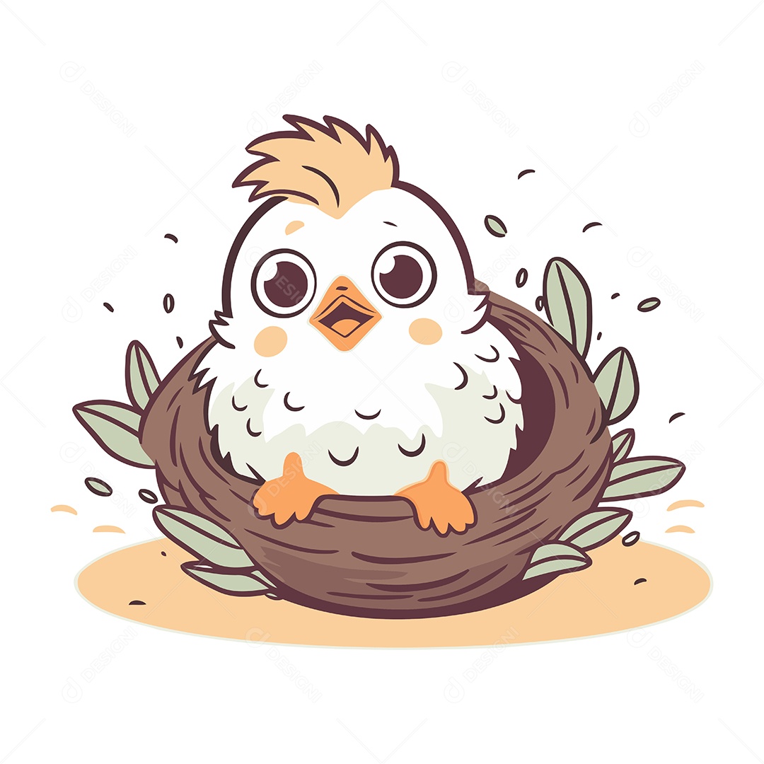 Lindo Pintinho de Desenho Animado Ilustração Vetor EPS