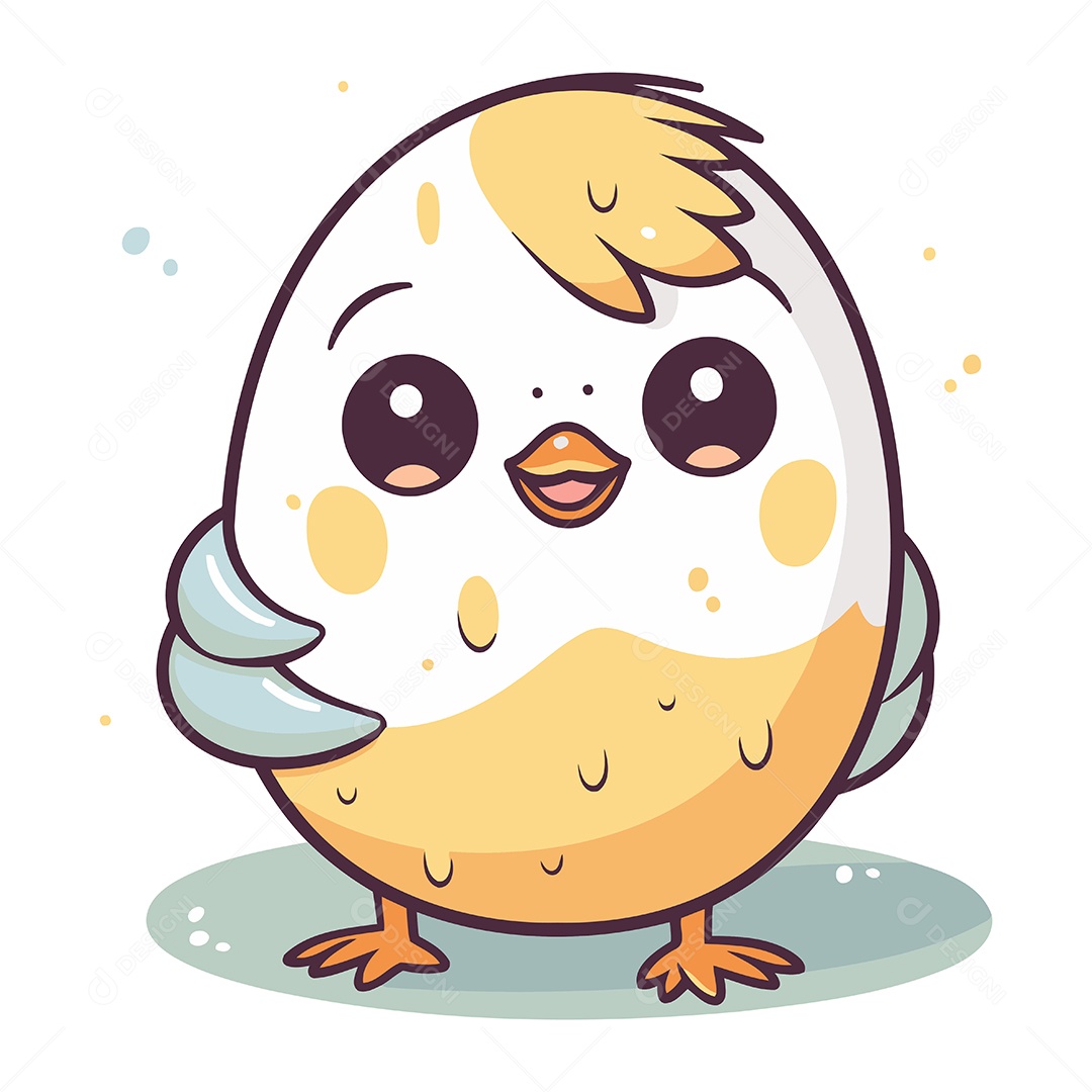 Pintinho Fofo de Desenho Animado Ilustração Vetor EPS