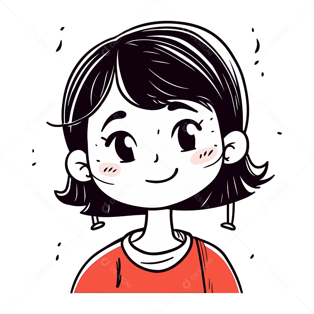 Linda Garotinha de Desenho Animado Ilustração Vetor EPS