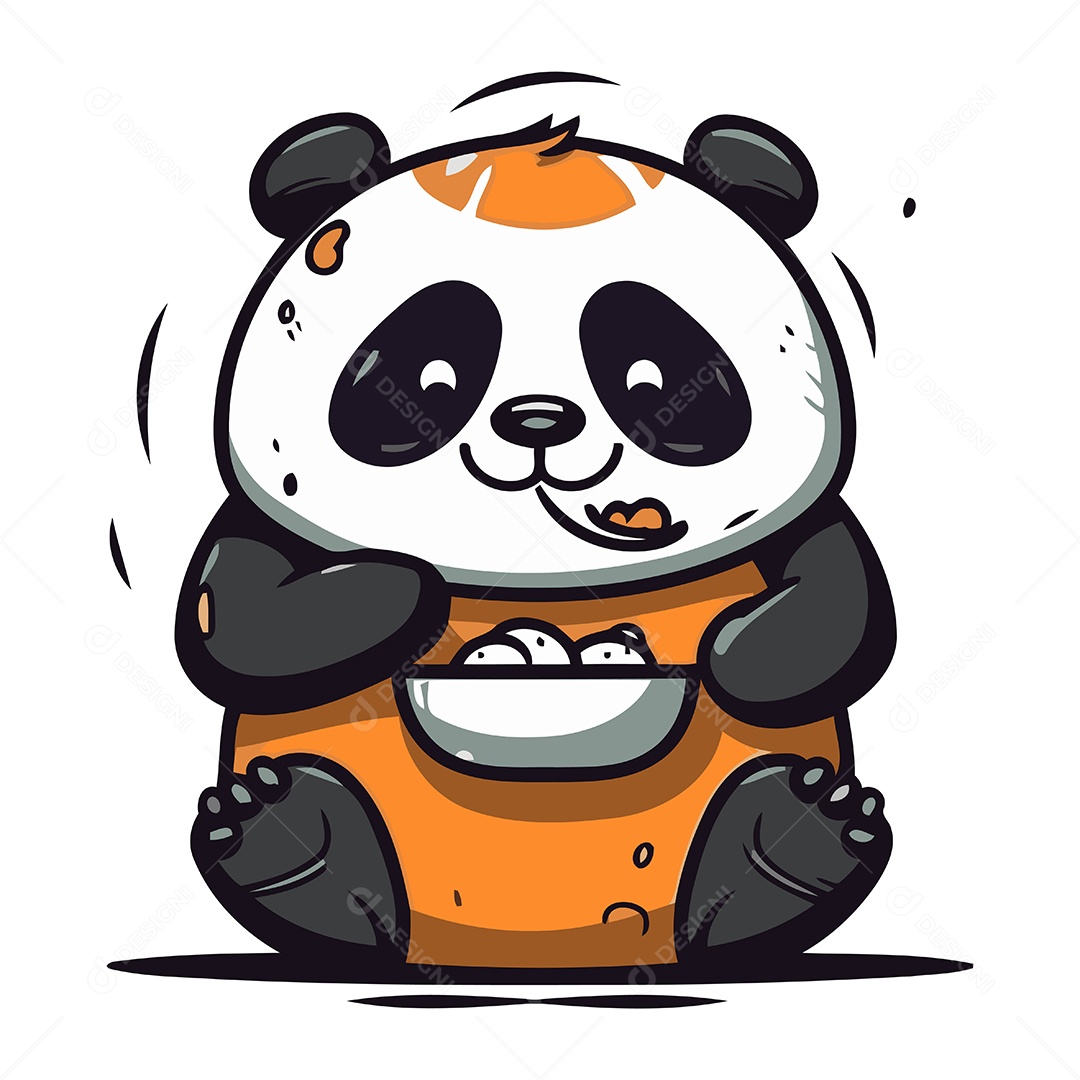 Panda Fofo de Desenho Animado Ilustração Vetor EPS