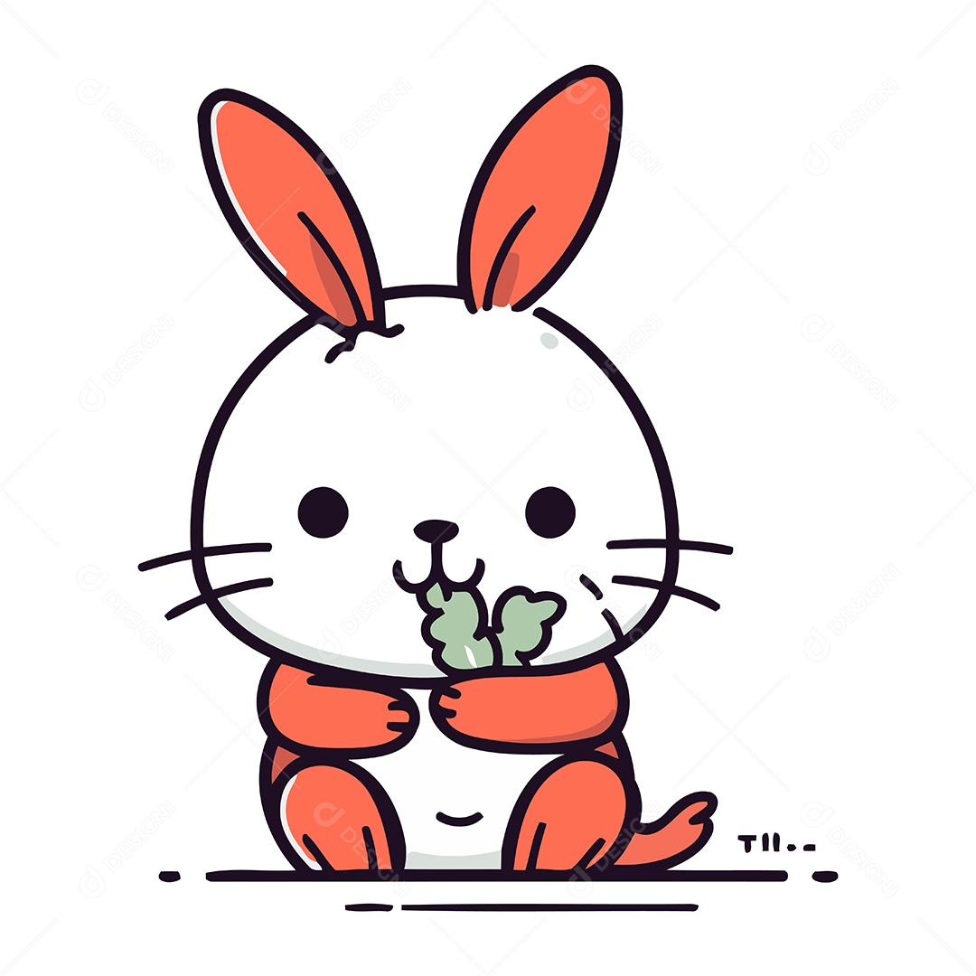 Coelho Fofo de Desenho Animado Ilustração Vetor EPS