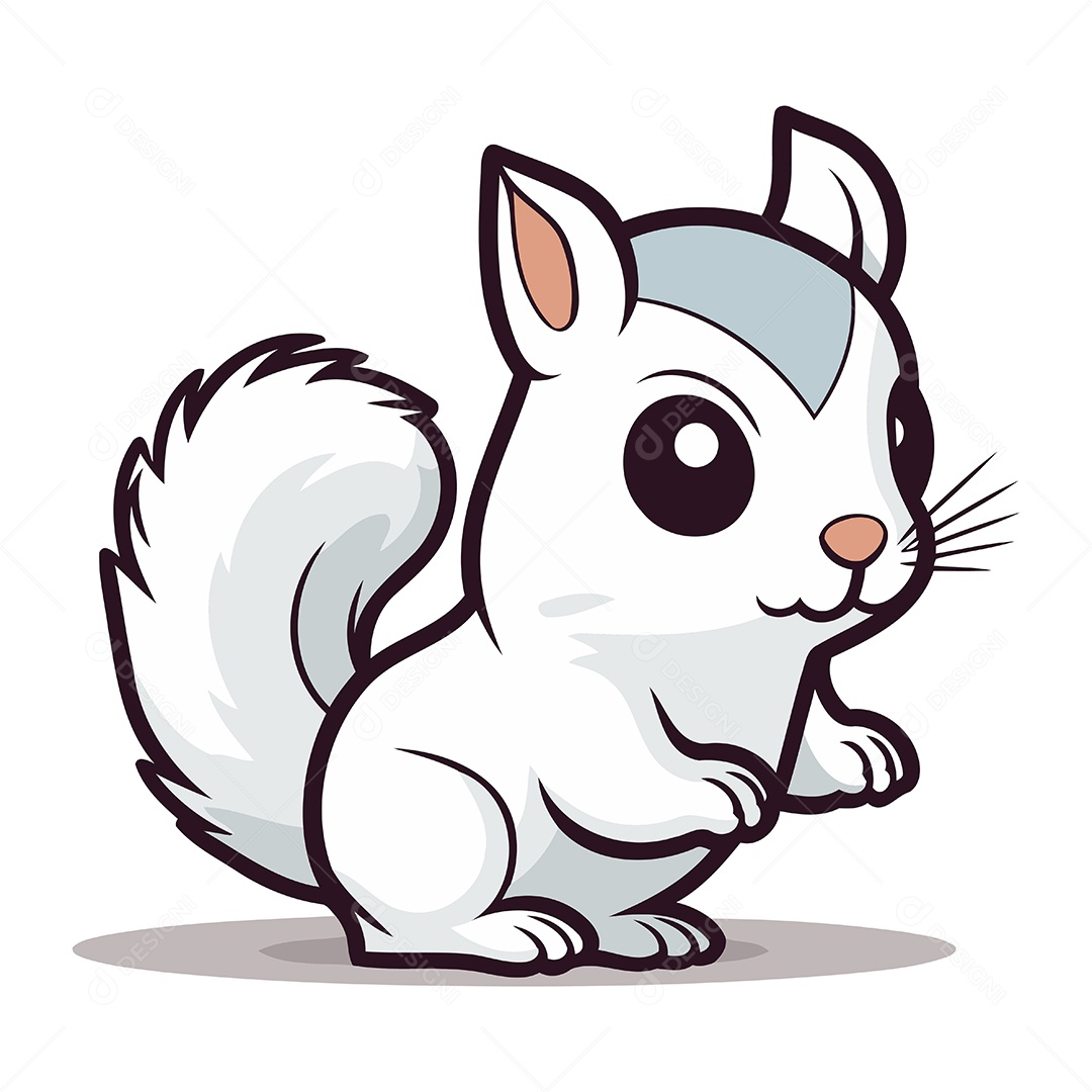 Esquilo Fofo de Desenho Animado Ilustração Vetor EPS