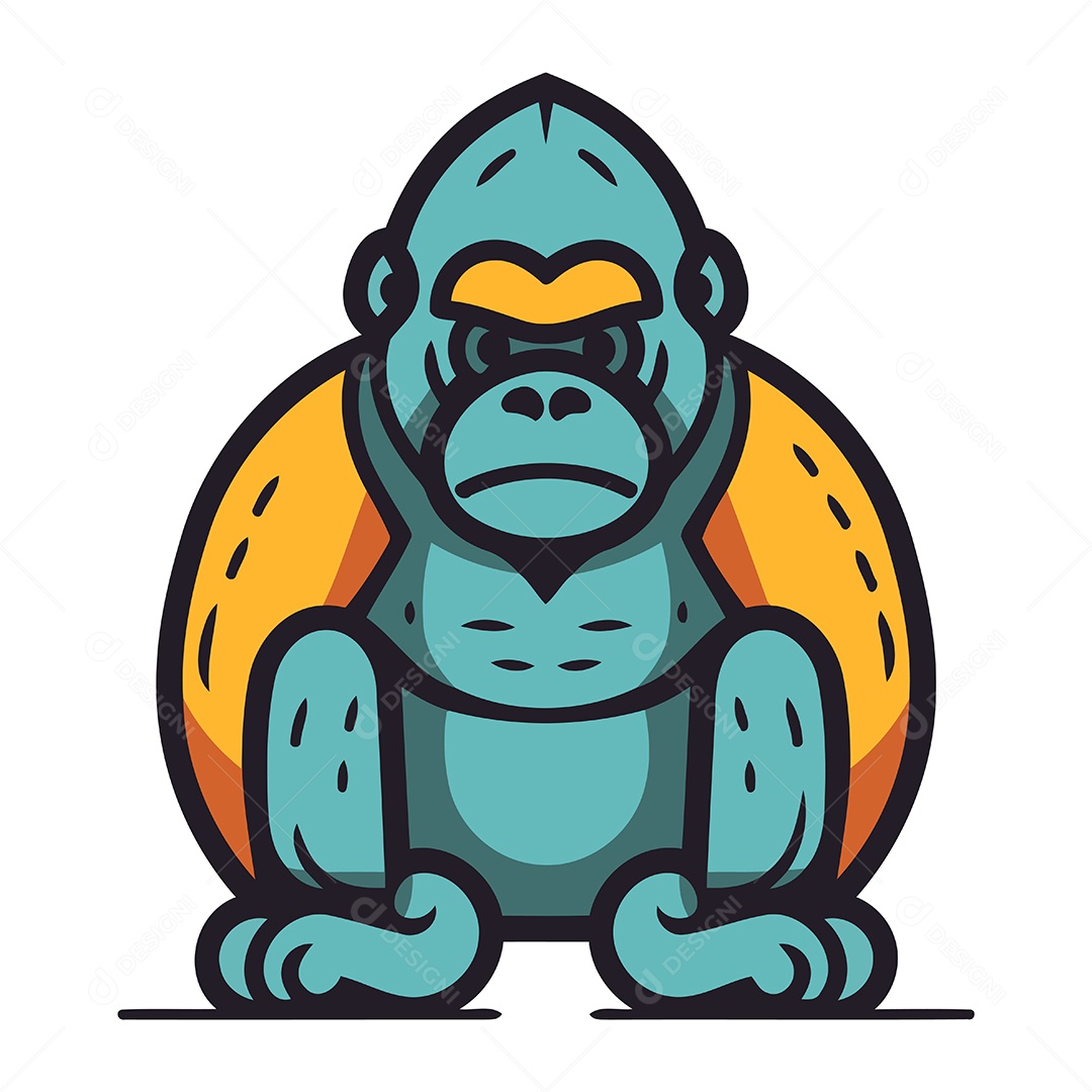Gorila de Desenho Animado Ilustração Vetor EPS