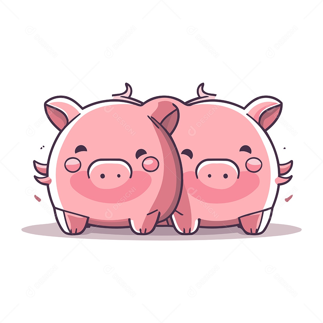 Porcos de Desenho Animado Ilustração Vetor EPS