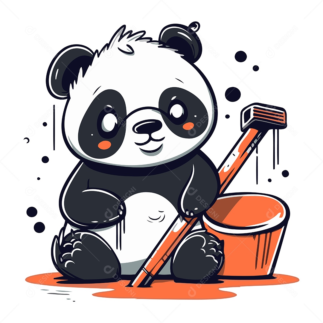 Panda Fofo de Desenho Animado Ilustração Vetor EPS