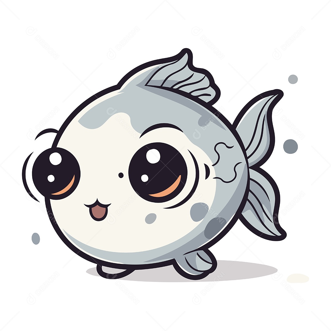 Peixe Fofo de Desenho Animado Ilustração Vetor EPS