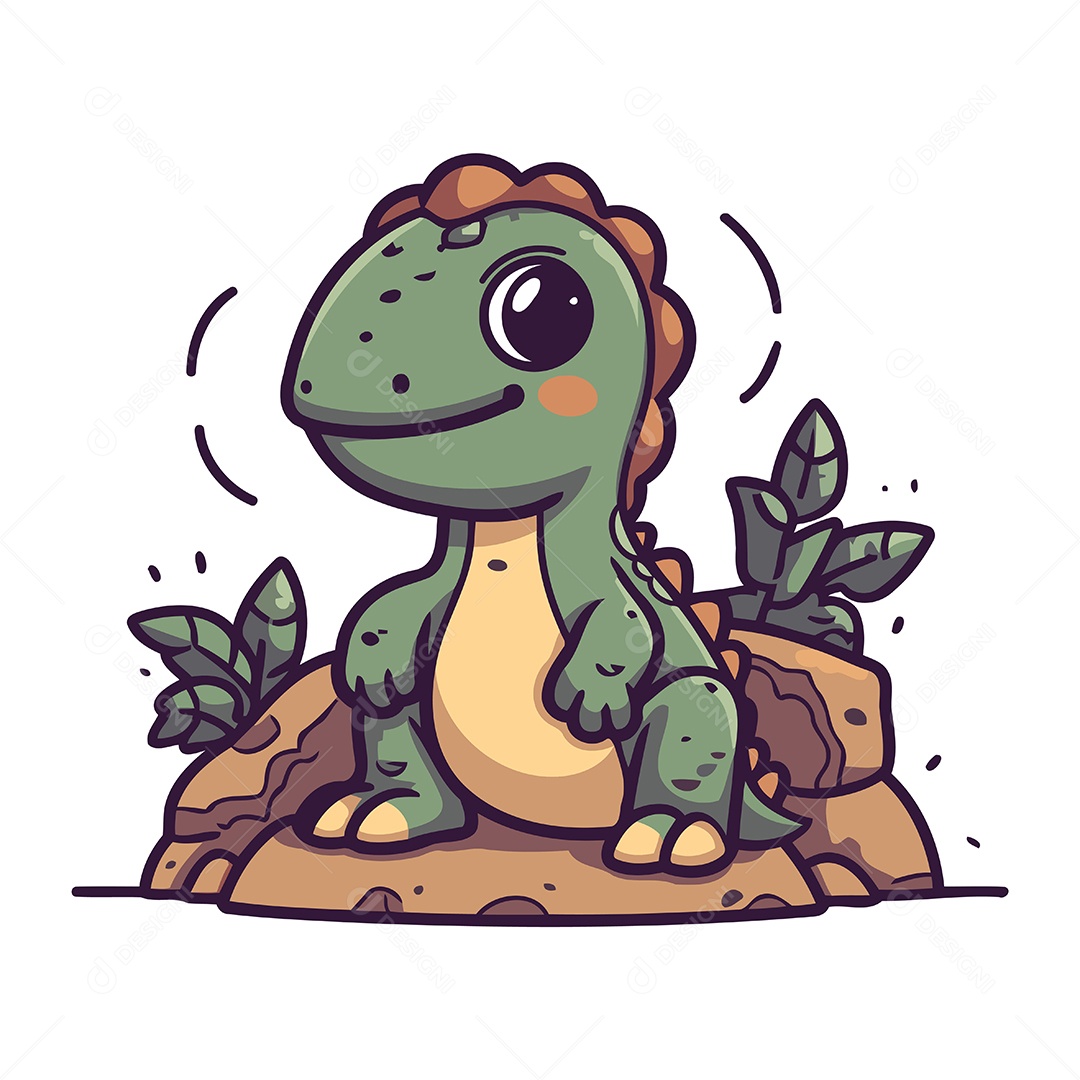 Filhote de Dinossauro Fofo Ilustração Vetor EPS