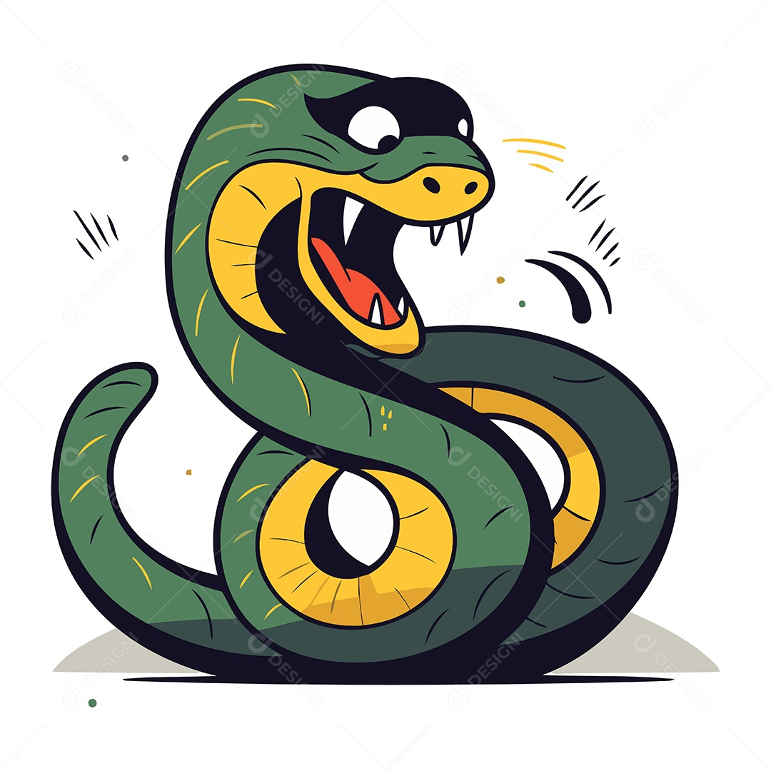 Cobra Fofa de Desenho Animado Ilustração Vetor EPS