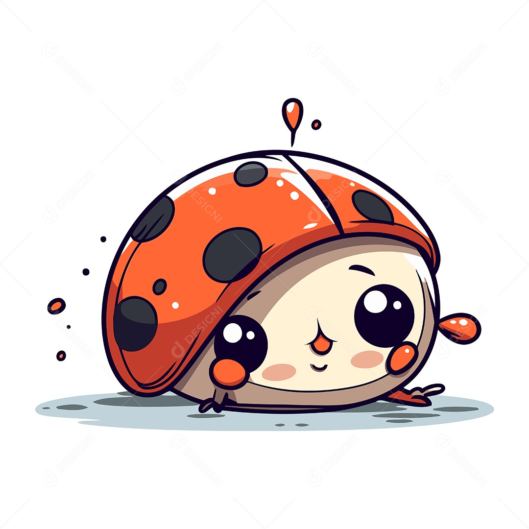 Joaninha Fofa de Desenho Animado Ilustração Vetor EPS