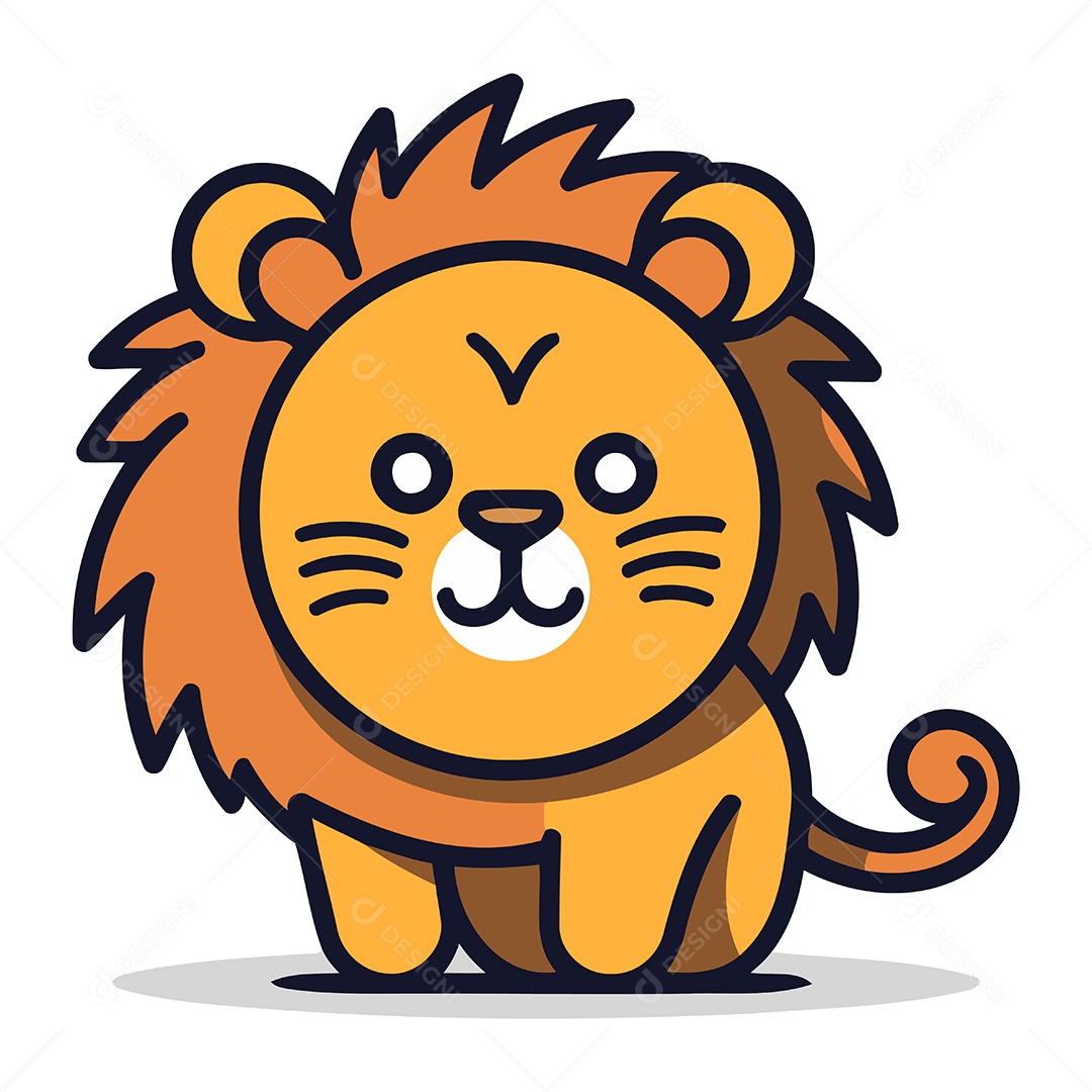 Leão Fofo de Desenho Animado Ilustração Vetor EPS