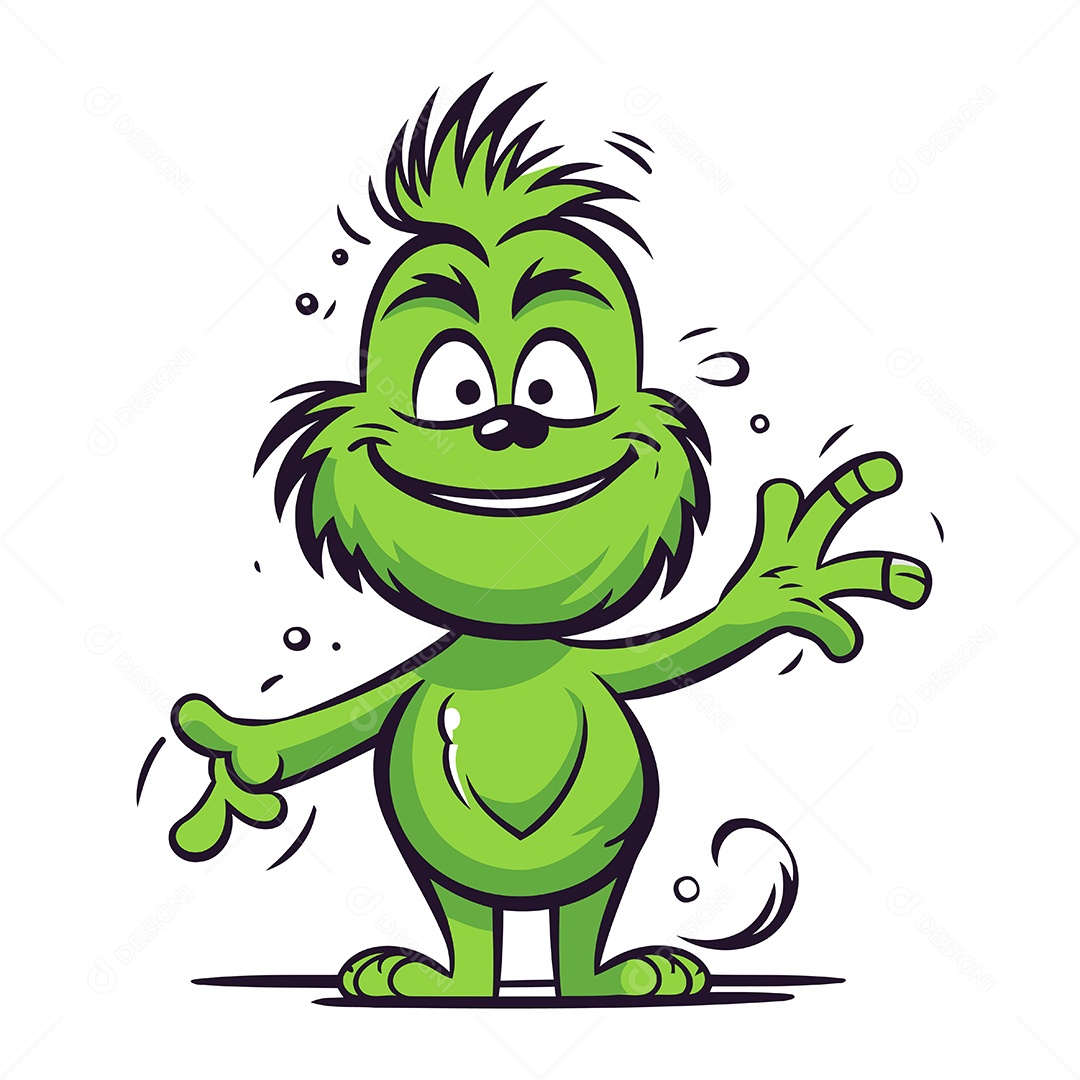 Monstro Verde de Desenho Animado Ilustração Vetor EPS