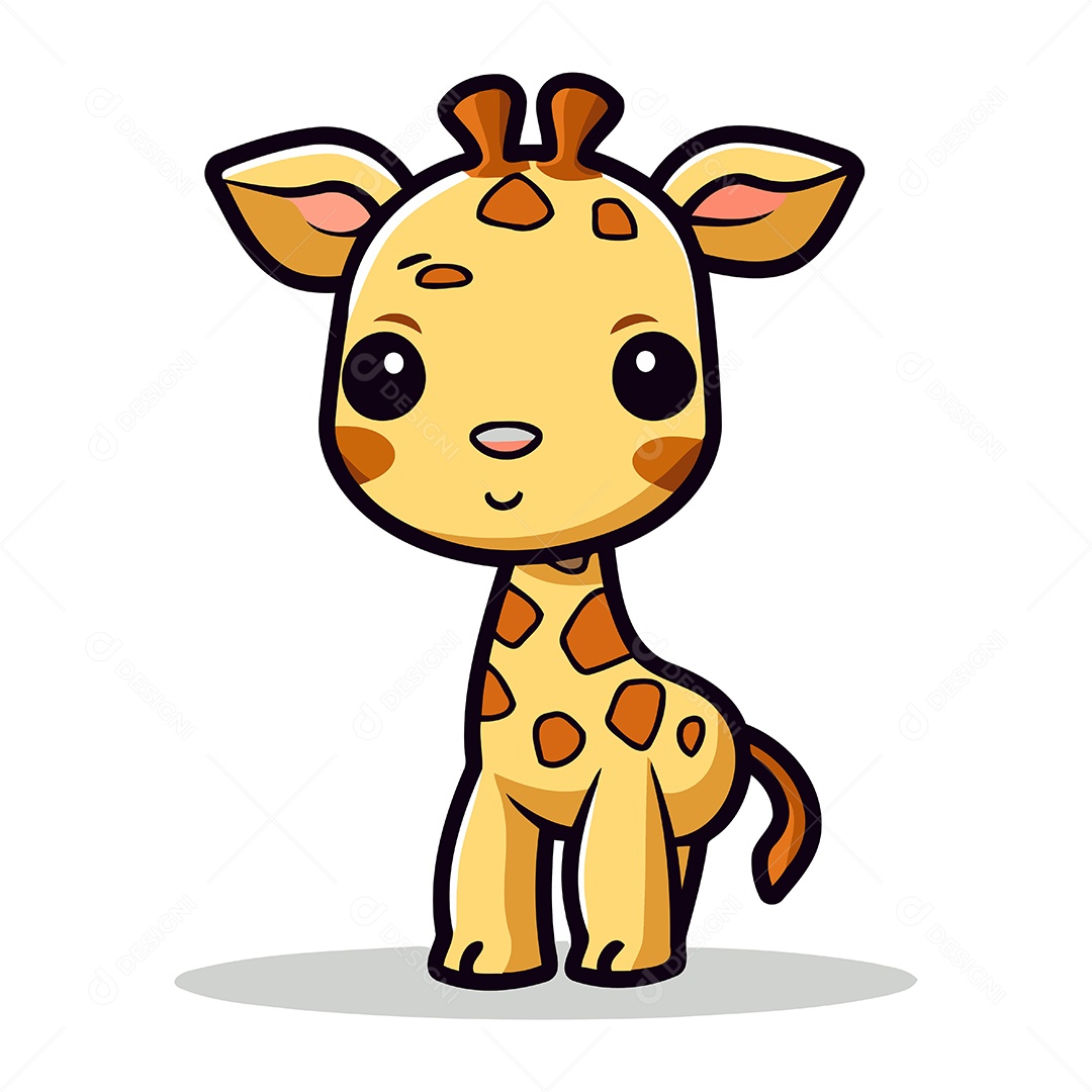 Girafa Fofa de Desenho Animado Ilustração Vetor EPS
