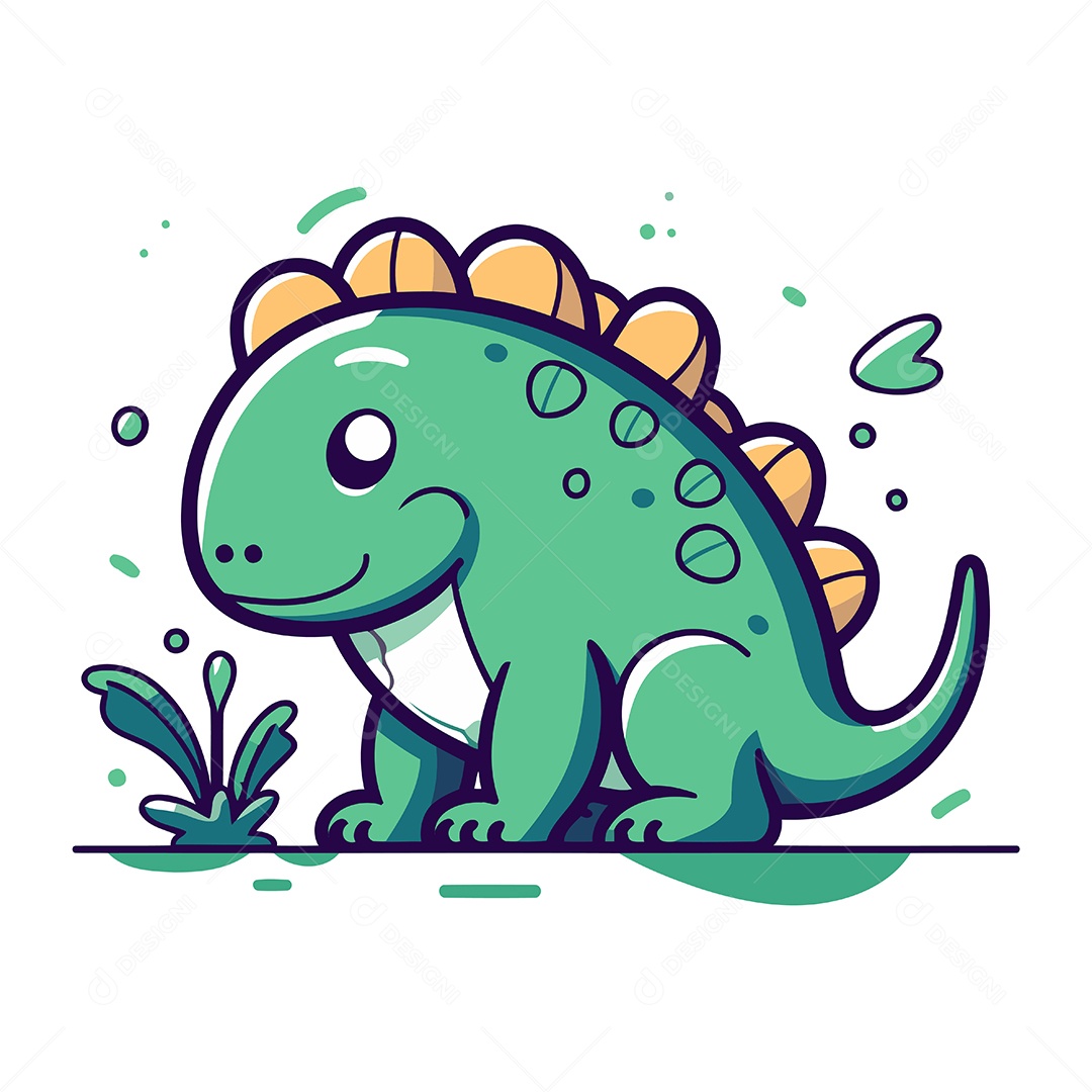 Dinossauro Fofo de Desenho Animado Ilustração Vetor EPS