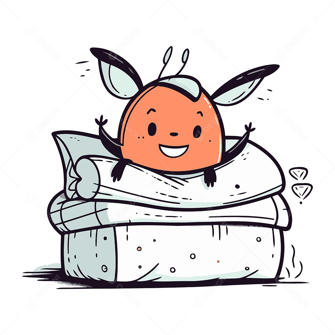 Bichinho Fofo com um Travesseiro Ilustração Vetor EPS