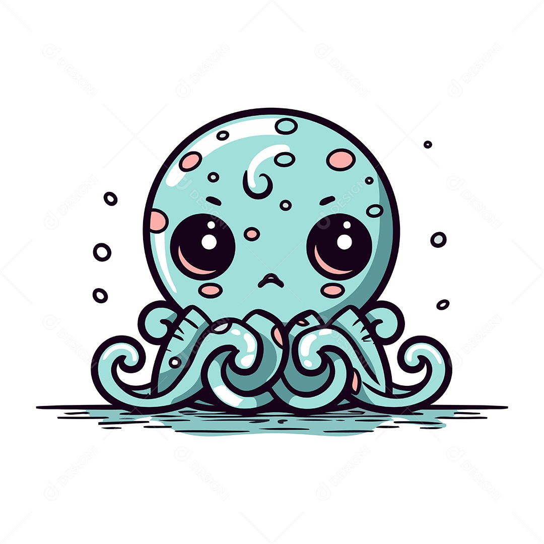 Polvo Fofo de Desenho Animado Ilustração Vetor EPS