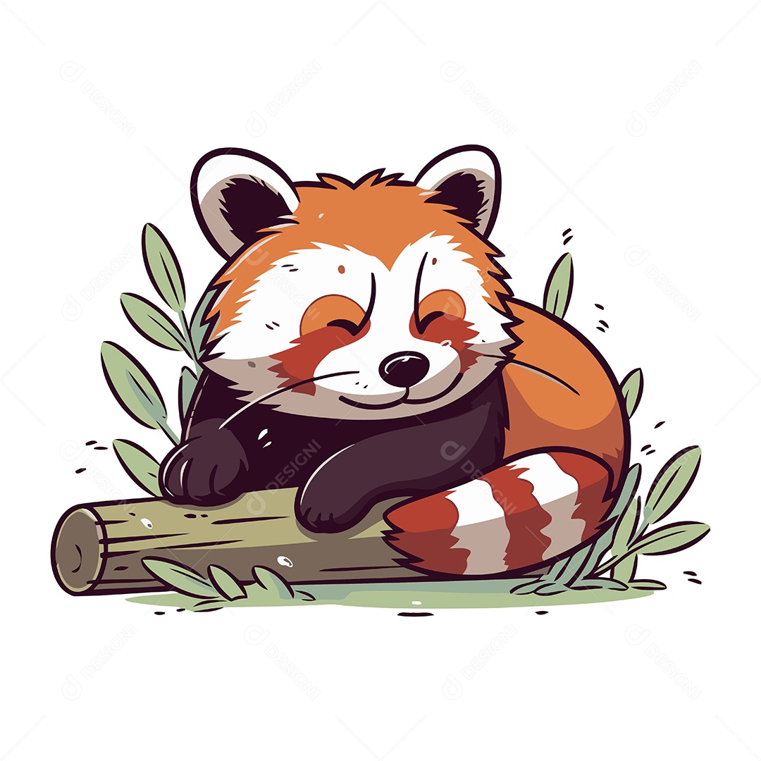 Panda Vermelho Fofo de Desenho Animado Ilustração Vetor EPS
