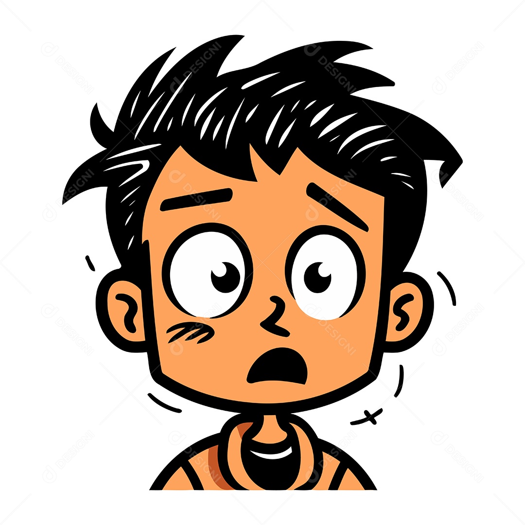 Menino Assustado de Desenho Animado Ilustração Vetor EPS