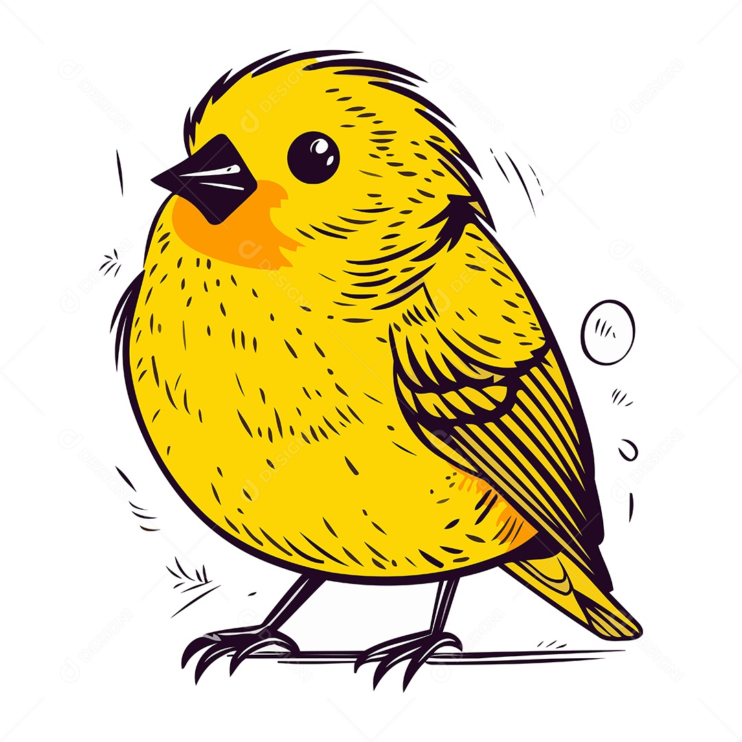 Passarinho Amarelo Fofo Ilustração Vetor EPS