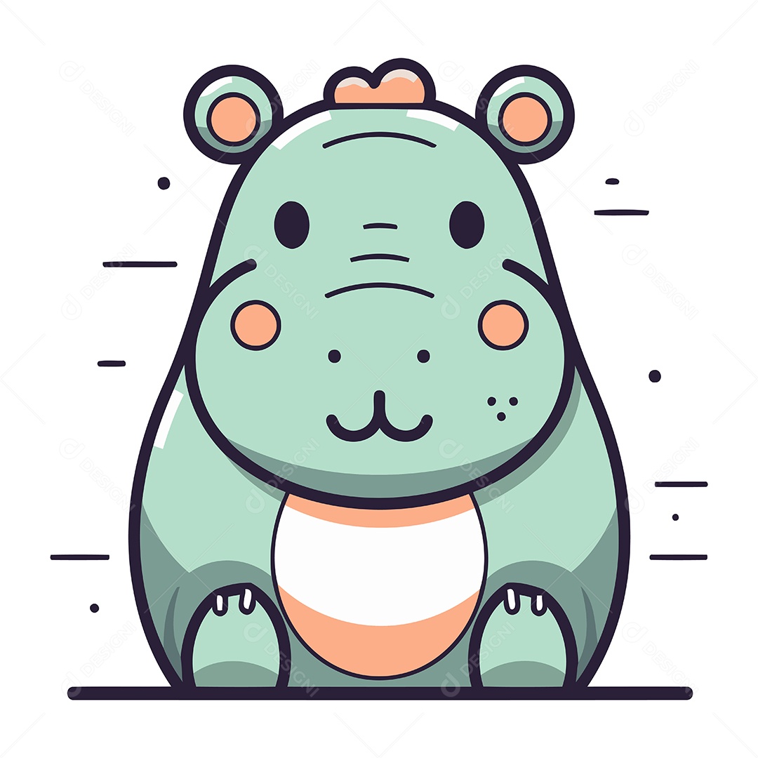 Hipopótamo de Desenho Animado Ilustração Vetor EPS