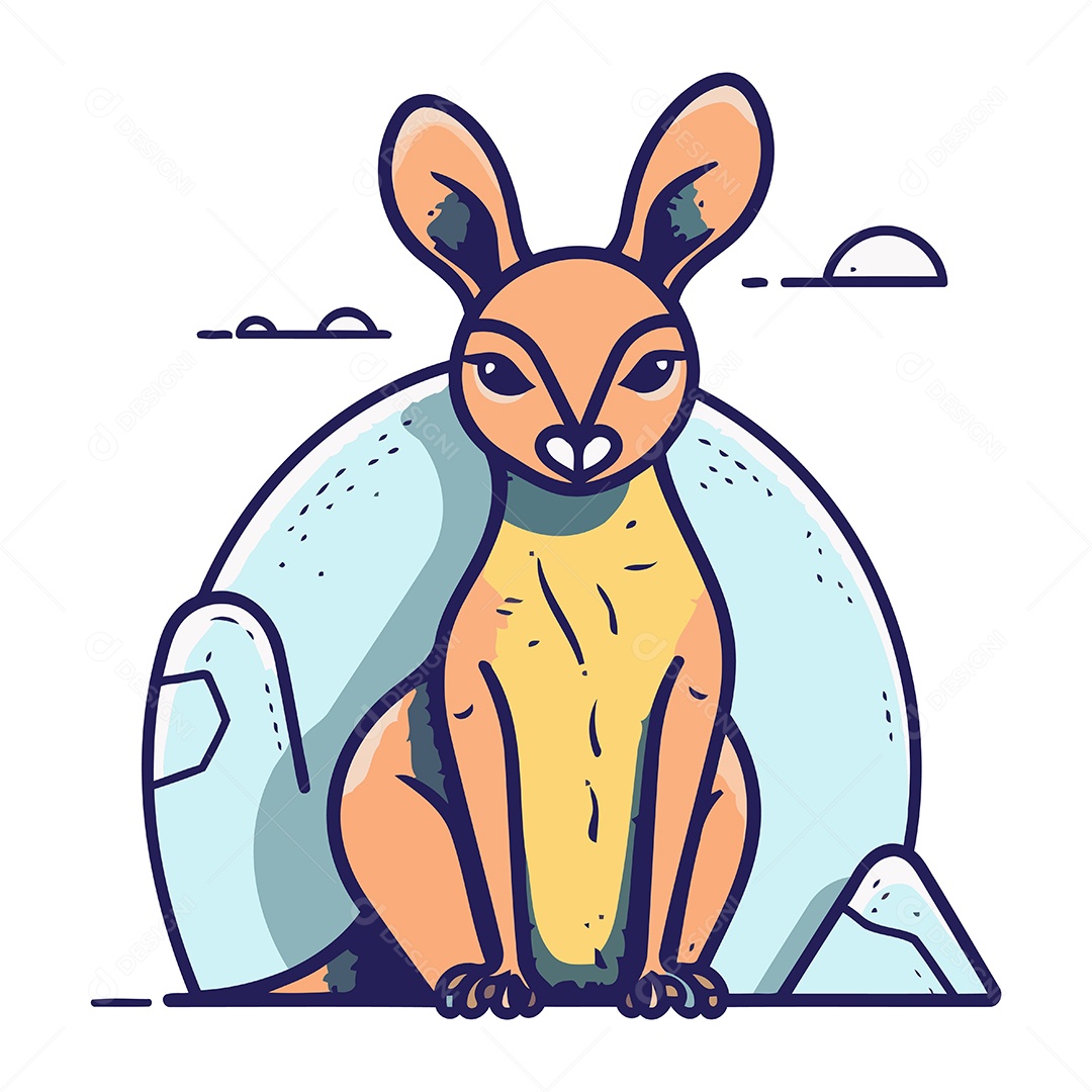 Canguru de Desenho Animado Ilustração Vetor EPS