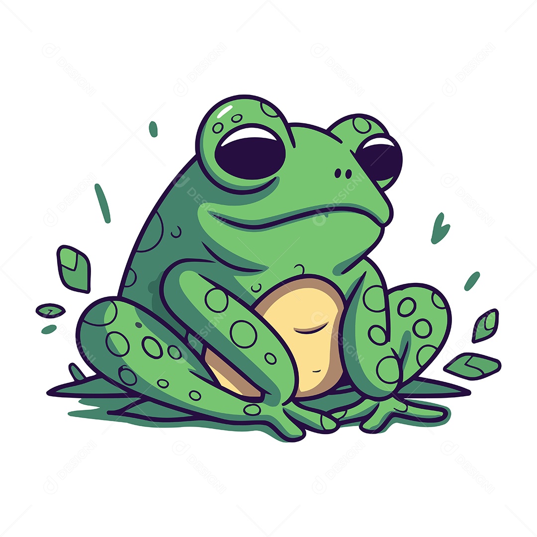 Sapo Fofo de Desenho Animado Ilustração Vetor EPS