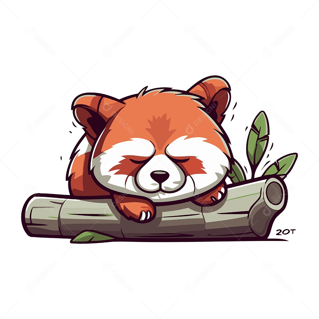 Panda Vermelho de Desenho Animado Ilustração Vetor EPS