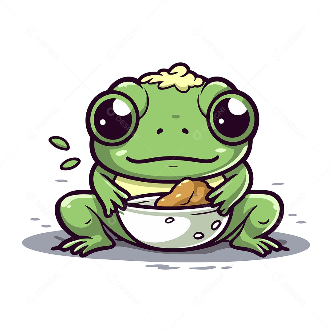 Sapo Fofo de Desenho Animado Ilustração Vetor EPS