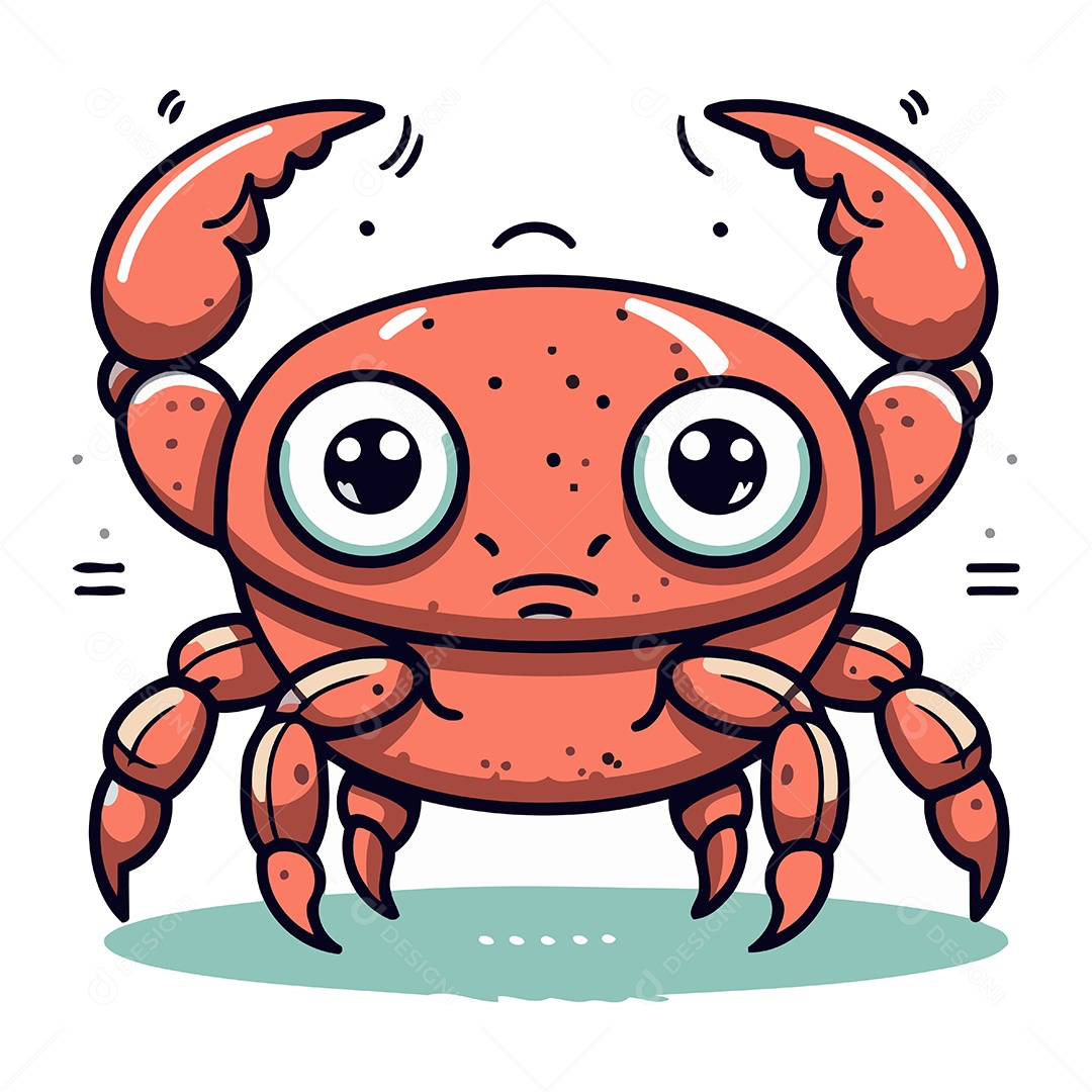 Caranguejo de Desenho Animado Ilustração Vetor EPS