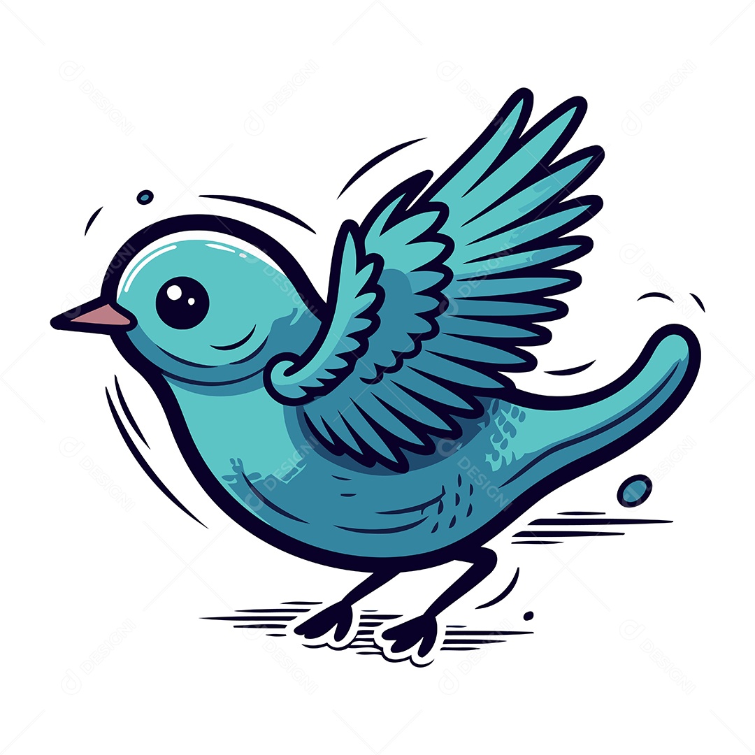 Pássaro Azul de Desenho Animado Ilustração Vetor EPS
