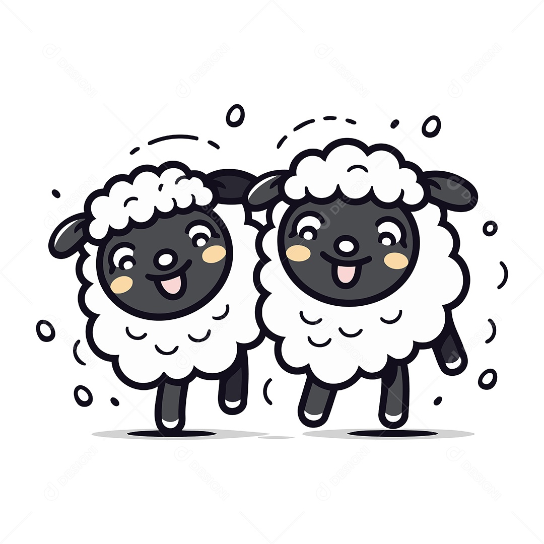 Ovelhas de Desenho Animado Ilustração Vetor EPS