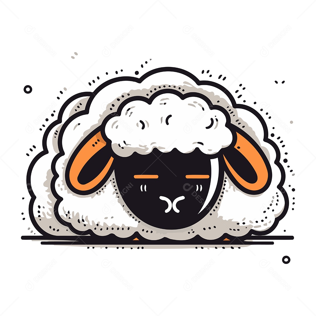 Ovelha Fofa de Desenho Animado Ilustração Vetor EPS