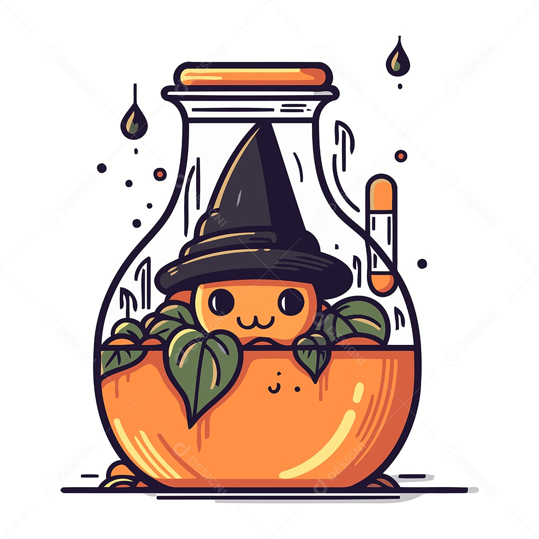 Bruxinha Fofa em um Pote Ilustração Vetor EPS