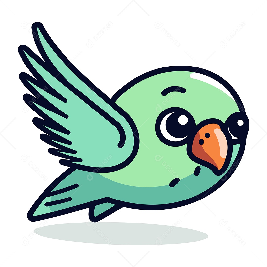 Papagaio Verde Fofo de Desenho Animado Ilustração Vetor EPS