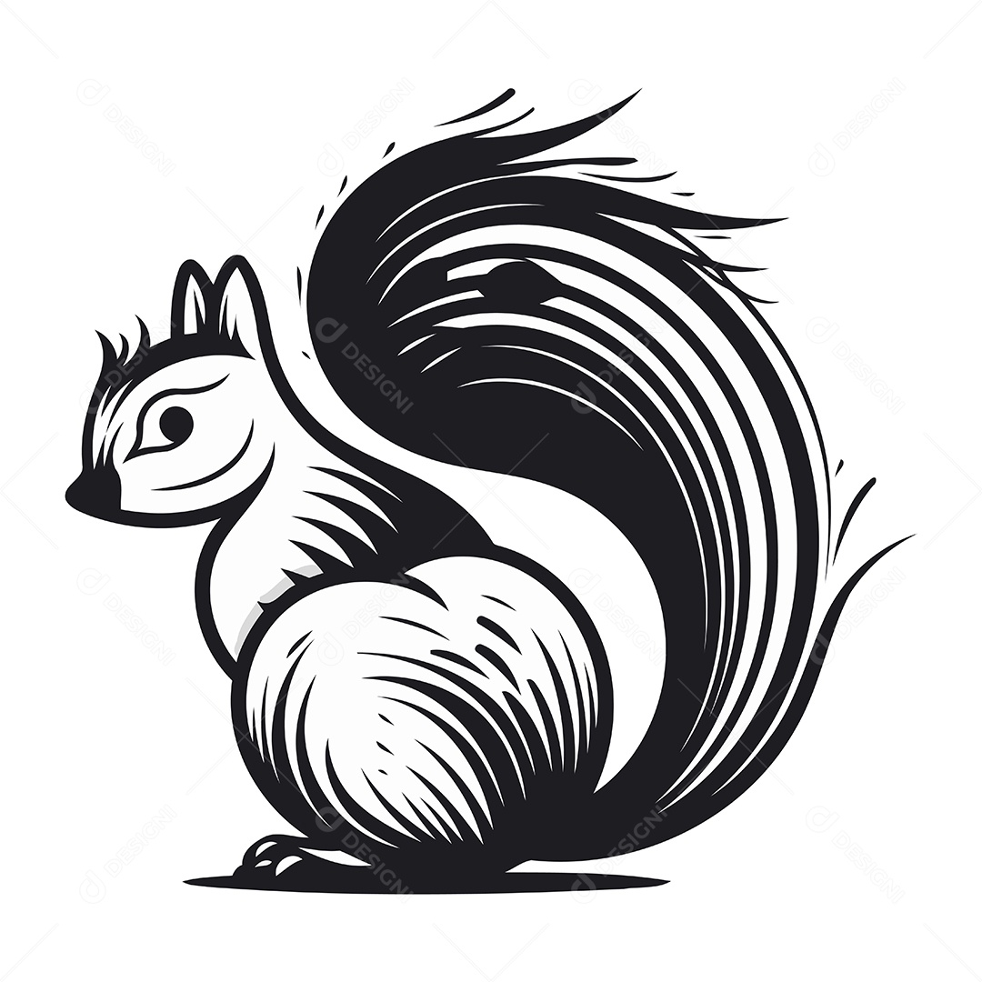 Esquilo de Desenho Animado Ilustração Vetor EPS