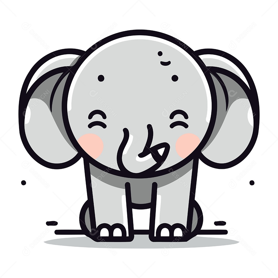 Elefante Fofo de Desenho Animado Ilustração Vetor EPS