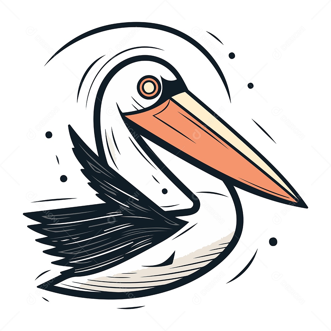 Pelicano de Desenho Animado Ilustração Vetor EPS