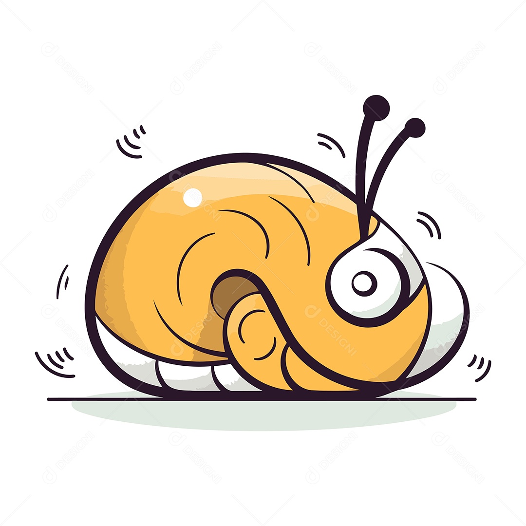 Caracol Fofo de Desenho Animado Ilustração Vetor EPS