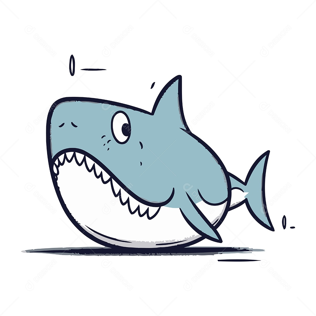 Tubarão de Desenho Animado Ilustração Vetor EPS