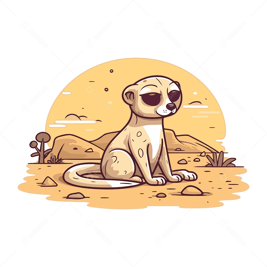 Suricate de Desenho Animado Ilustração Vetor EPS