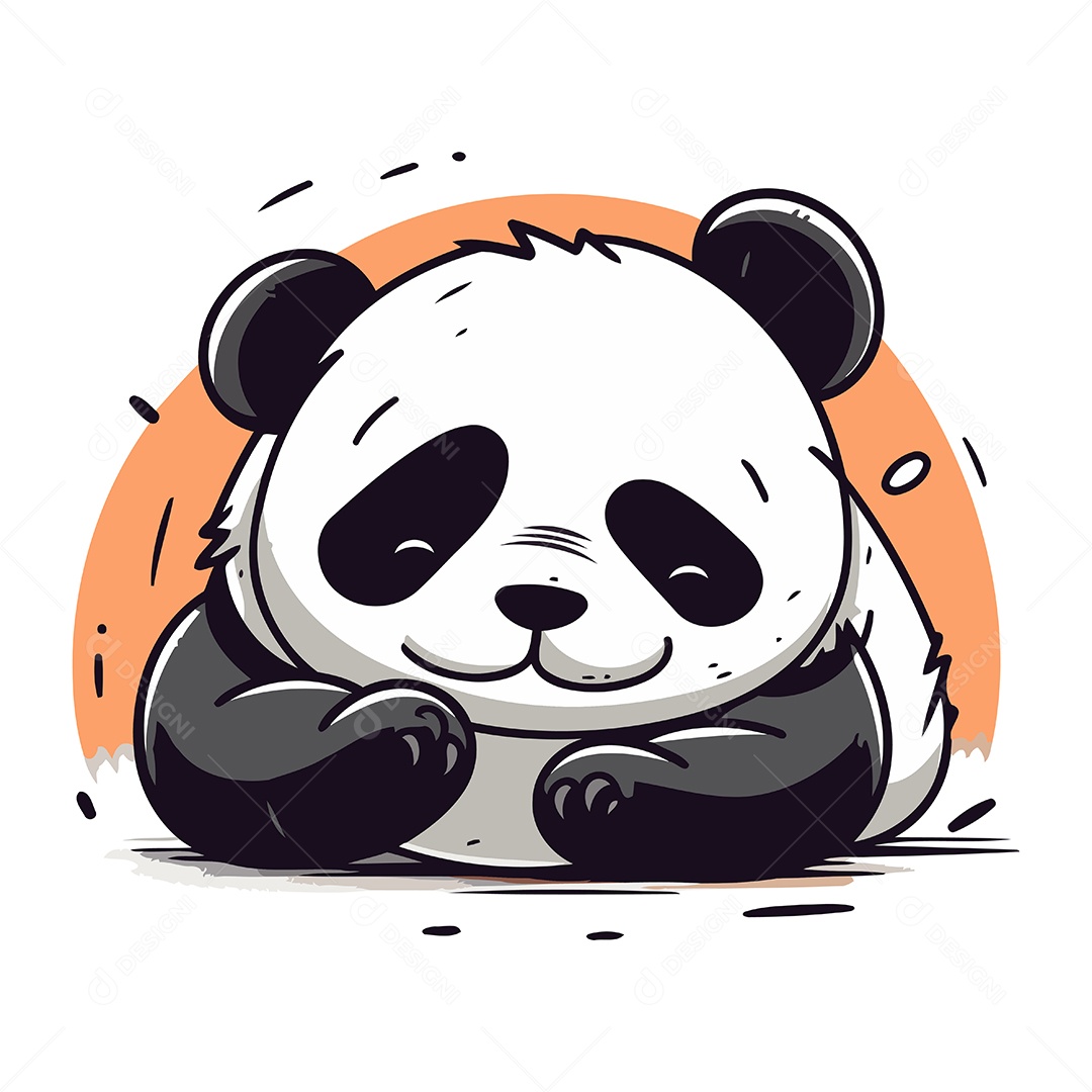 Urso Panda Fofo de Desenho Animado Ilustração Vetor EPS