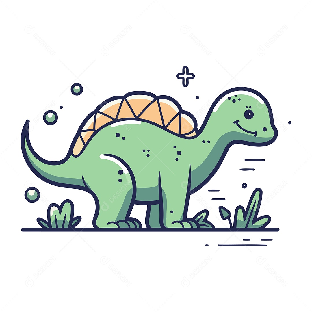 Dinossauro Fofo de Desenho Animado Ilustração Vetor EPS