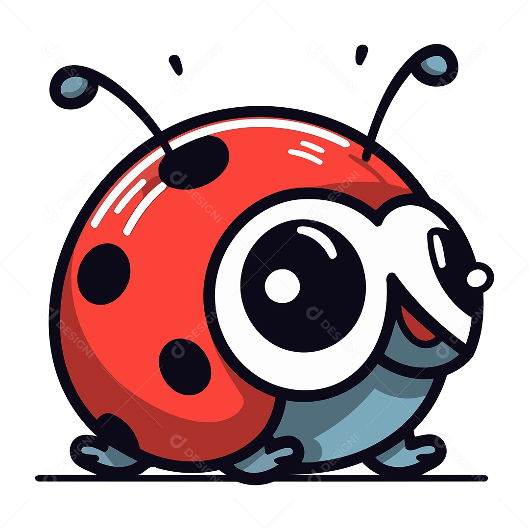 Joaninha Fofa de Desenho Animado Ilustração Vetor EPS